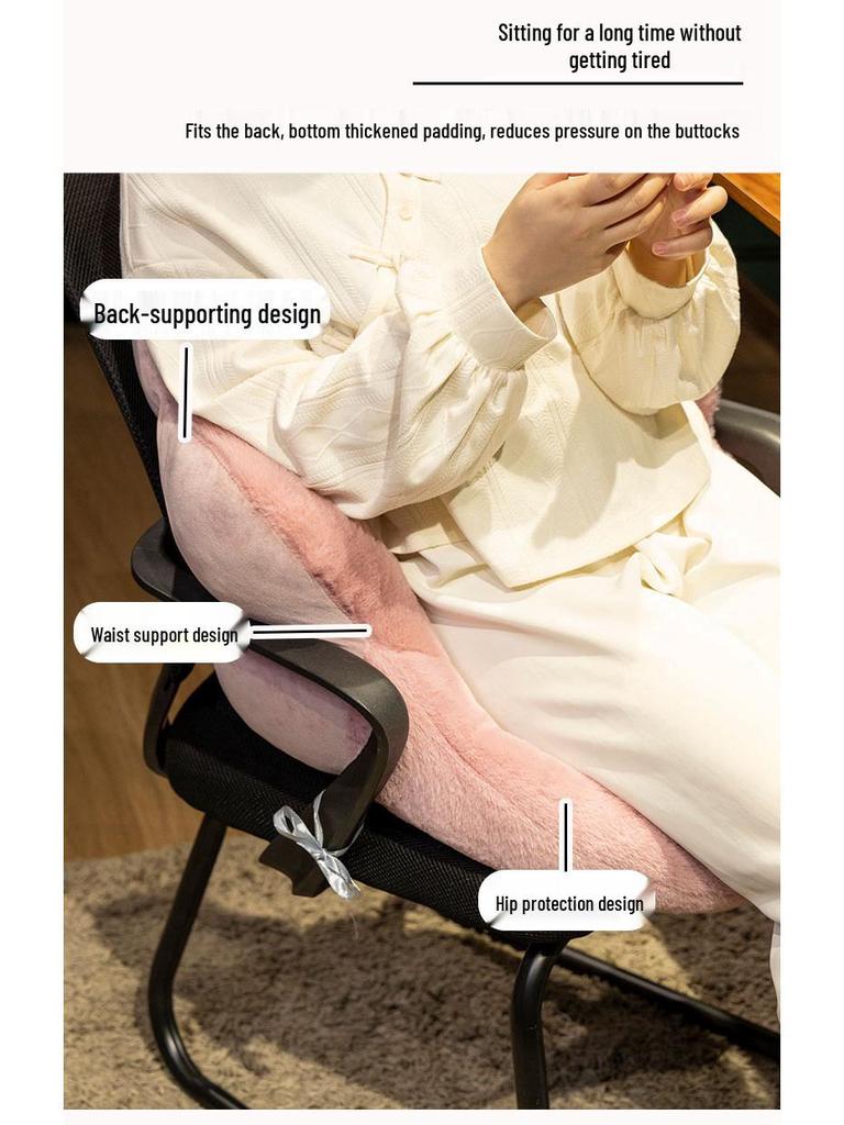 Bear Paw Cat Seat Cushion with Backrest & Waist Pillow - Plush Office Chair Sofa