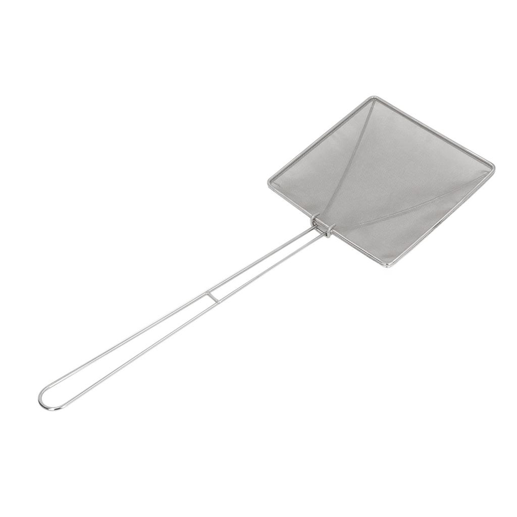 Oil Residue Shovel Strainer 304 Stainless Steel Square Fine Mesh Wok Skimmer Slotted Spoon for Cooking Frying Oil