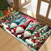 Christmas Gnome Flannel Door Mat Carpet, Skid Pad Design Non-Slip for Kitchen Living Room Bedroom Bathroom Decor