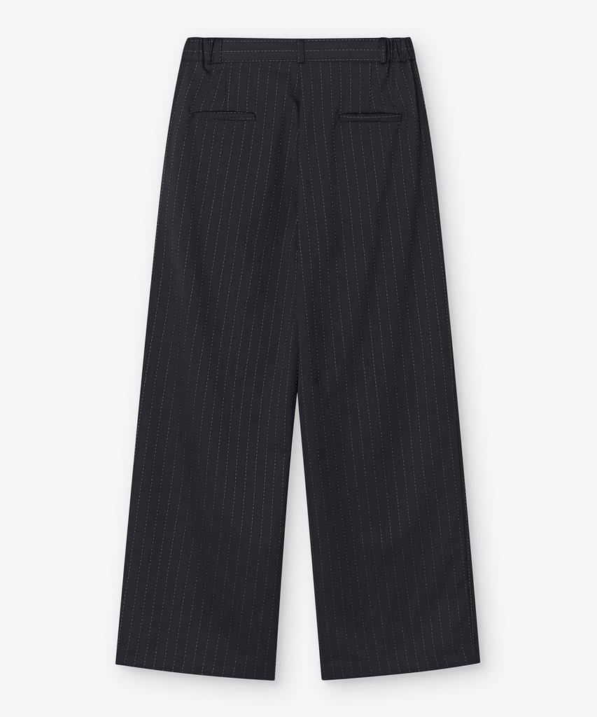 Weseuken [Unisex] Purple Striped Two Tuck Trousers (Black)