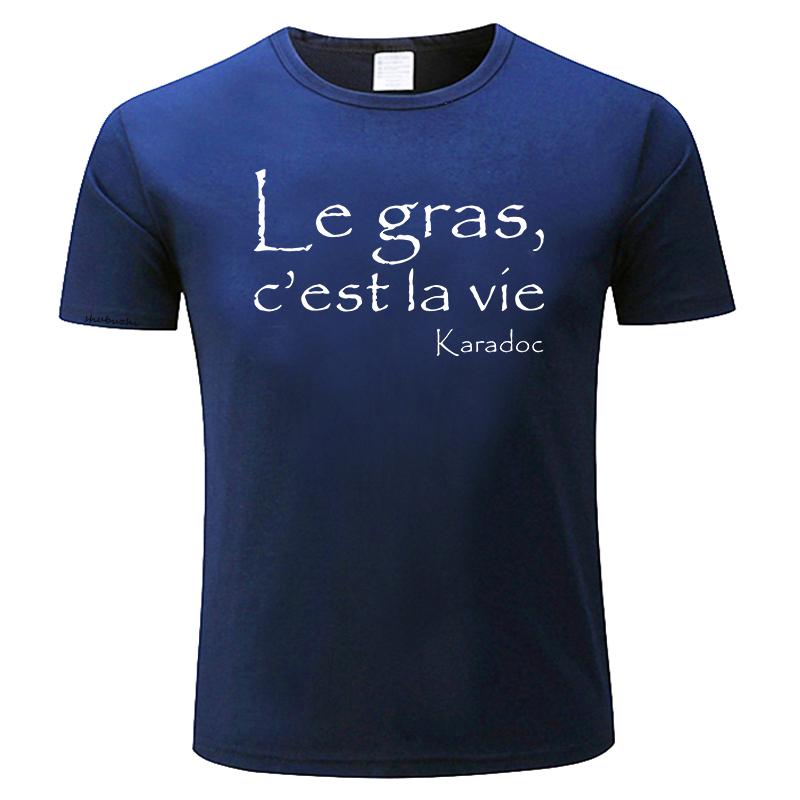 mens cotton tshirt summer man t-shirt Men'S Kaamelott Karadoc Le Gras C'Est La Vie Black Casual T Shirt brand top tees
