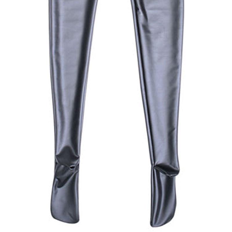 Sexy Damen Reißverschluss Offener Schritt Body Latex Glänzend Catsuit Elastisch Sexy Eng Faux Leder Bandage Bodycon Jumpsuit Cosplay F120