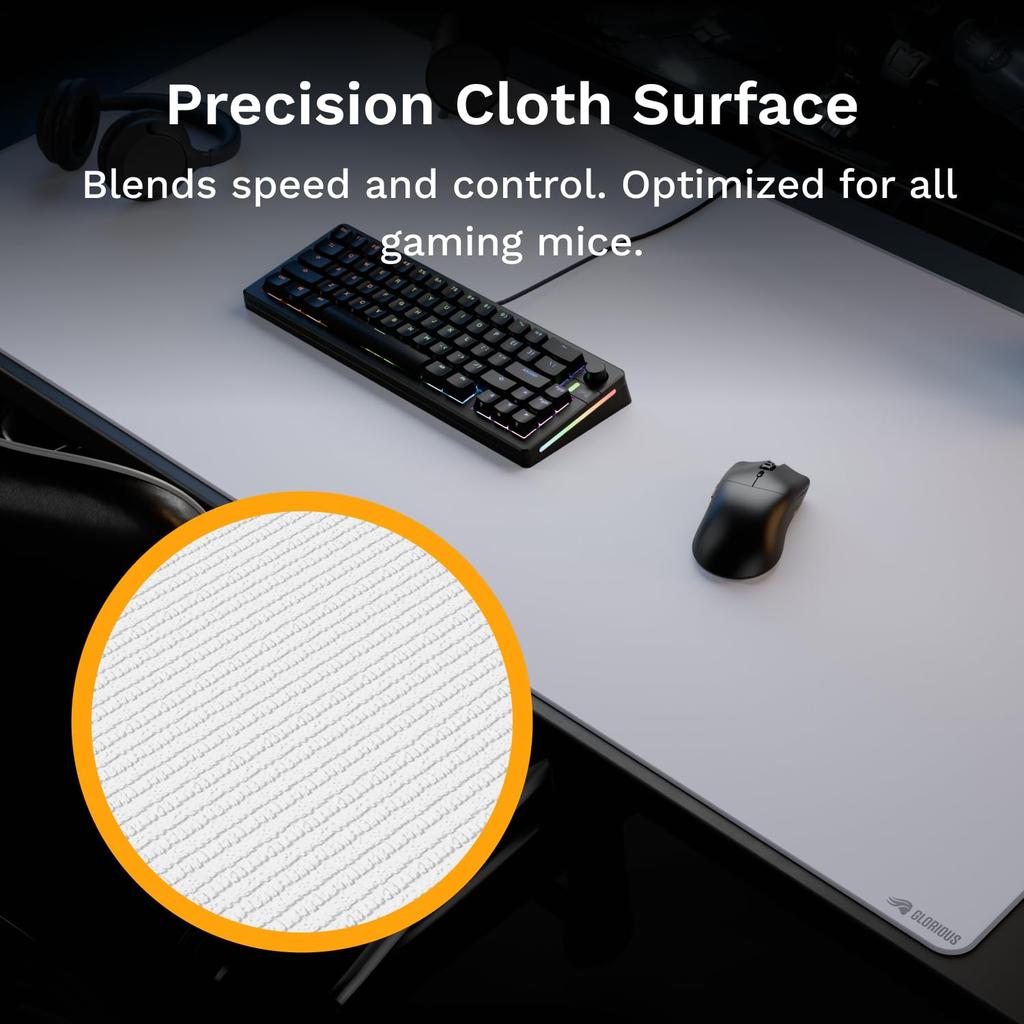 Glorious Mouse Pad 2 Stitched 3XL White Cloth Gaming Mouse Pad X MS0776 (1220 610mm) GLO-MP2-CLTH-STC-3XL-WHT