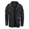 Autumn Winter Men's Cotton Wash Jacket Detachable Hooded and Fleece Thickened Mid-length Jacket for Men