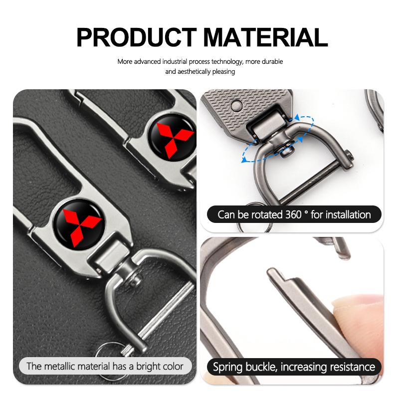 xkhr10 For Mitsubishi Aluminum Alloy Car Styling Keychain Emblems Keyring Key Decoration Ring Outlander Lancer L200 ASX Pajero Grandis