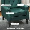 Wingback Accent Chair, Retro Upholstered Button Tufted Occasional Chair for Living Room and Bedroom, Dark Green