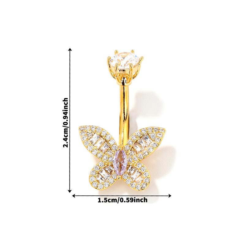Butterfly Belly Button Rings Stainless Steel Navel Piercing Barbell For Women Zircon Belly Ring Sexy Body Jewelry Gifts