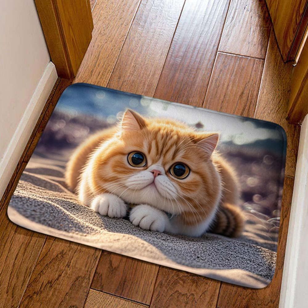 Cat Pattern Optical Illusion Doormat Non-slip Bedroom Door Rug Bathroom Carpet  Home Decor