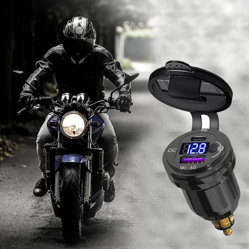 30W QC3.0 USB Type C PD Fast Charger Power Adapter Hella DIN Plug Socket For BMW R1250 1300GS For Ducati For Triumph Motorcycle