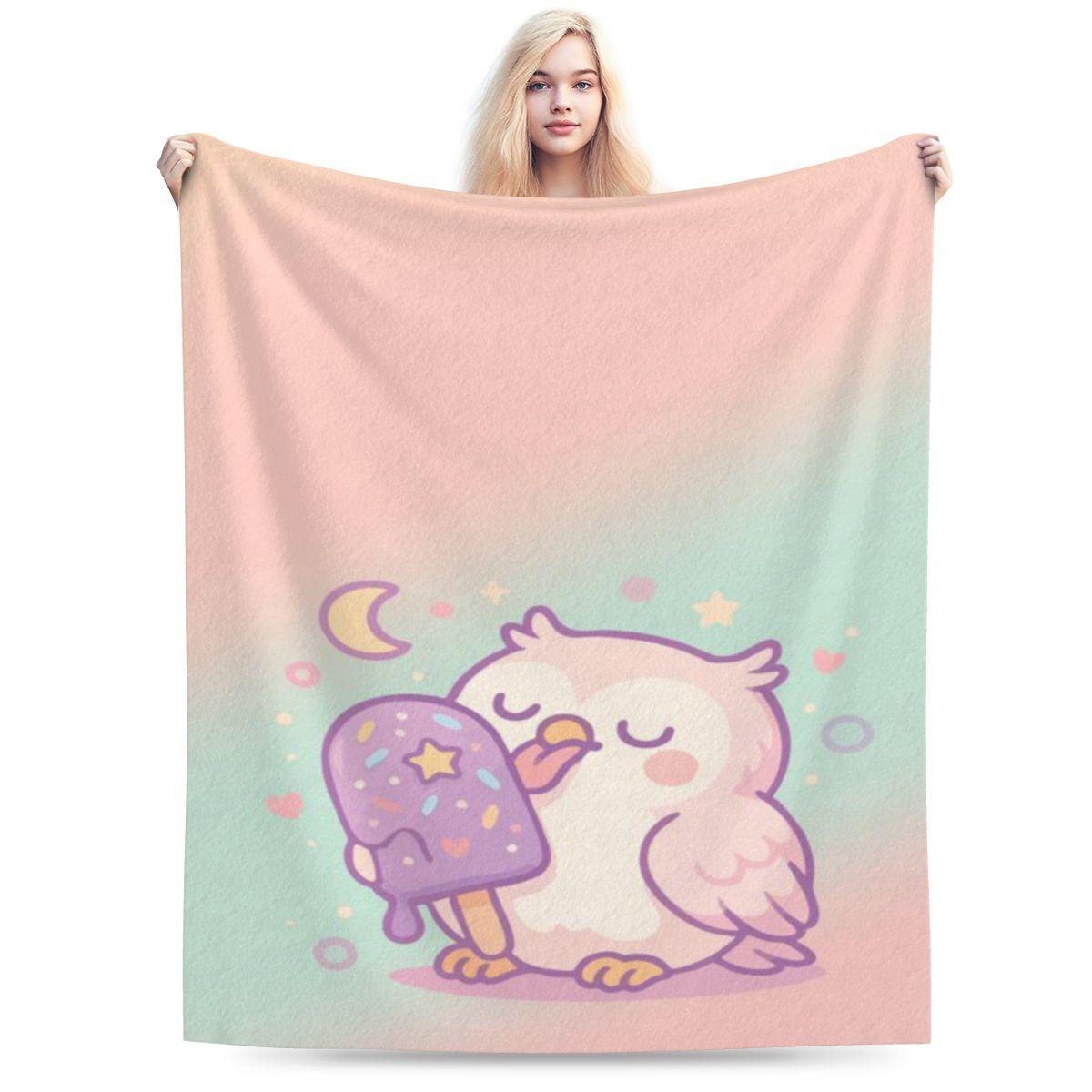 

Cute Owl With Ice Pop Illustration Personalized Comfortable Decorate Home An UltraSoft Micro Fleece Blanket 75x100cm 30x40in