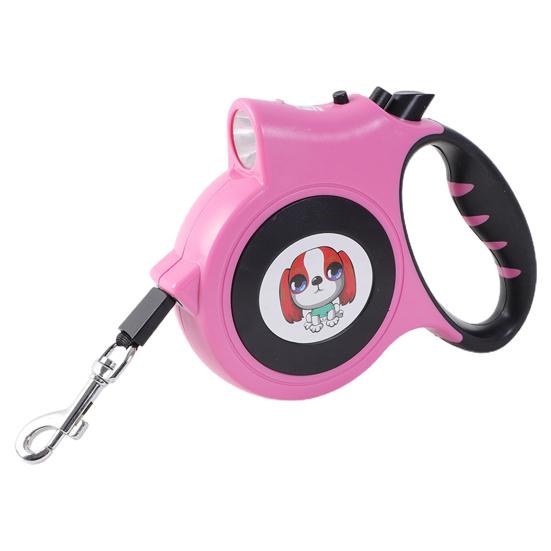 Guinzaglio per animali domestici auto-avvolgente da 5 m con manico antiscivolo, torcia a LED e motivo cartone animato, guinzaglio da passeggio per animali domestici, cuccioli e gatti, forniture per animali domestici
