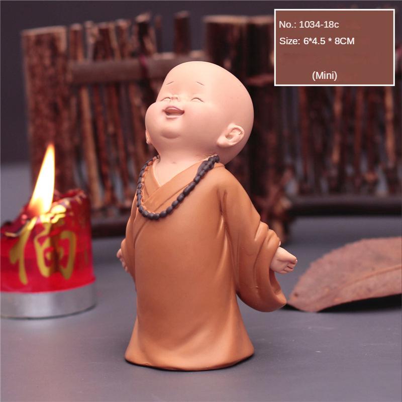 Cute Small Monk Status Figurines Religion Buddha Resin Crafts Desk Miniatures Ornaments Accessories Home Decor Car