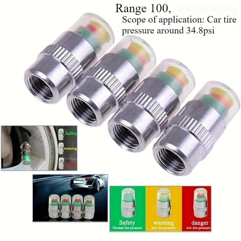 4-Pack Of Tire Pressure Monitoring Caps Tire Pressure Warning Devices And Visual Tire Pressure Detectors