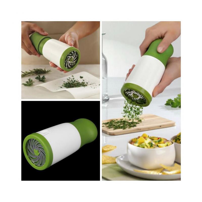 Green 4-in-1 Herb Grinder, Spice Mill & Shredder Parsley Chopper and Cheese Grater for Kitchen