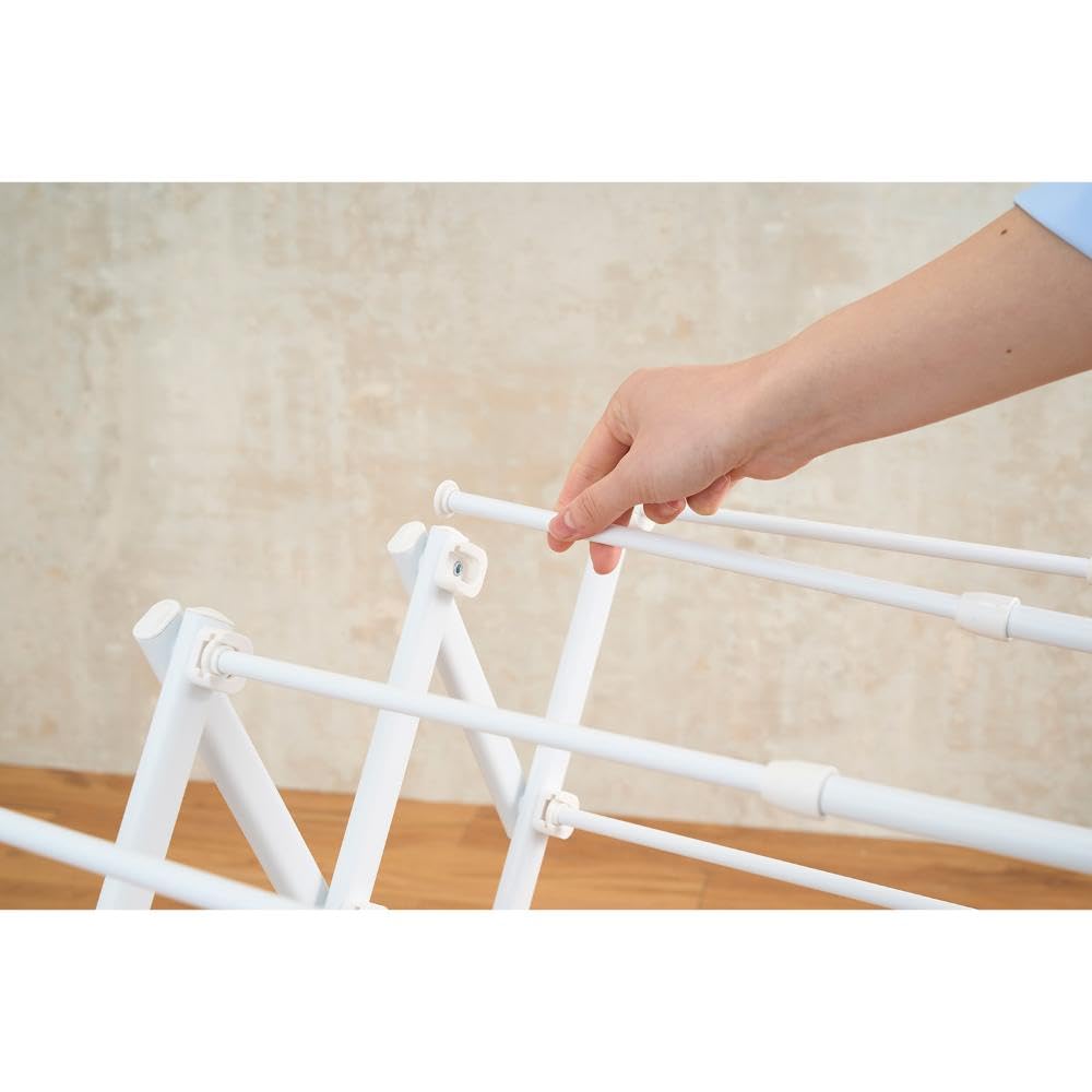 LIV PLUS NY-325 Quick Lock Clothes Drying Rack, Towel Rack, Extendable and Foldable, Compact, for Indoor Drying, White