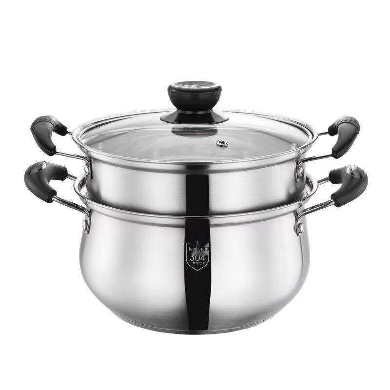 Yuetu 304 Stainless Steel Single Handle Soup Pot with Steamer
