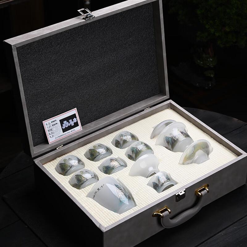 Qianli Jiangshan Glazed Glass Kung Fu Tea Set