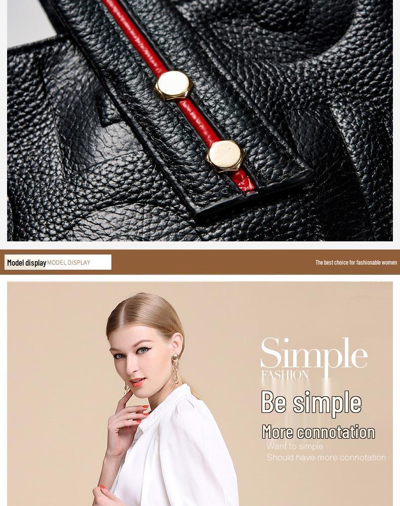 Qian Dian Women's Genuine Leather Tote: 2025 New Fashion Large Cowhide Shoulder and Crossbody Bag.
