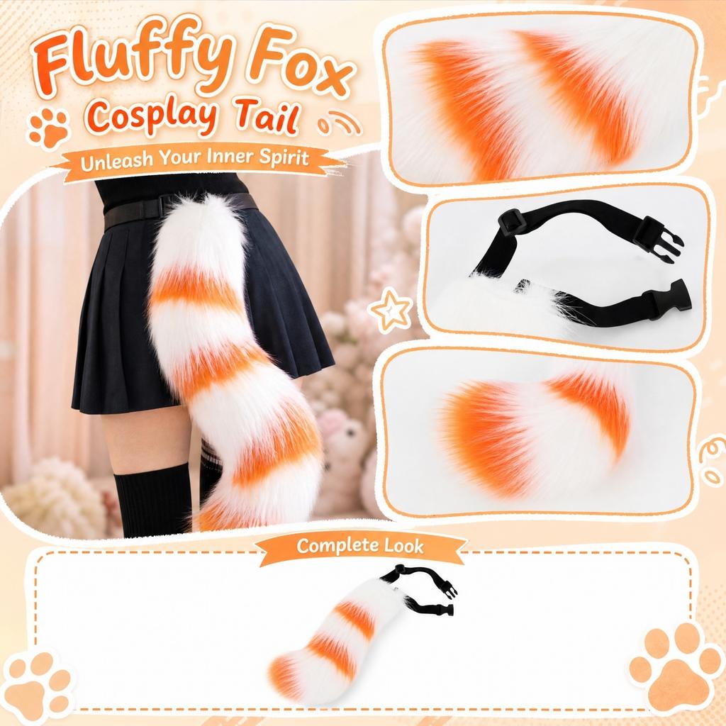 Plush Furry Animal Tail Costume Accessory for Halloween Party