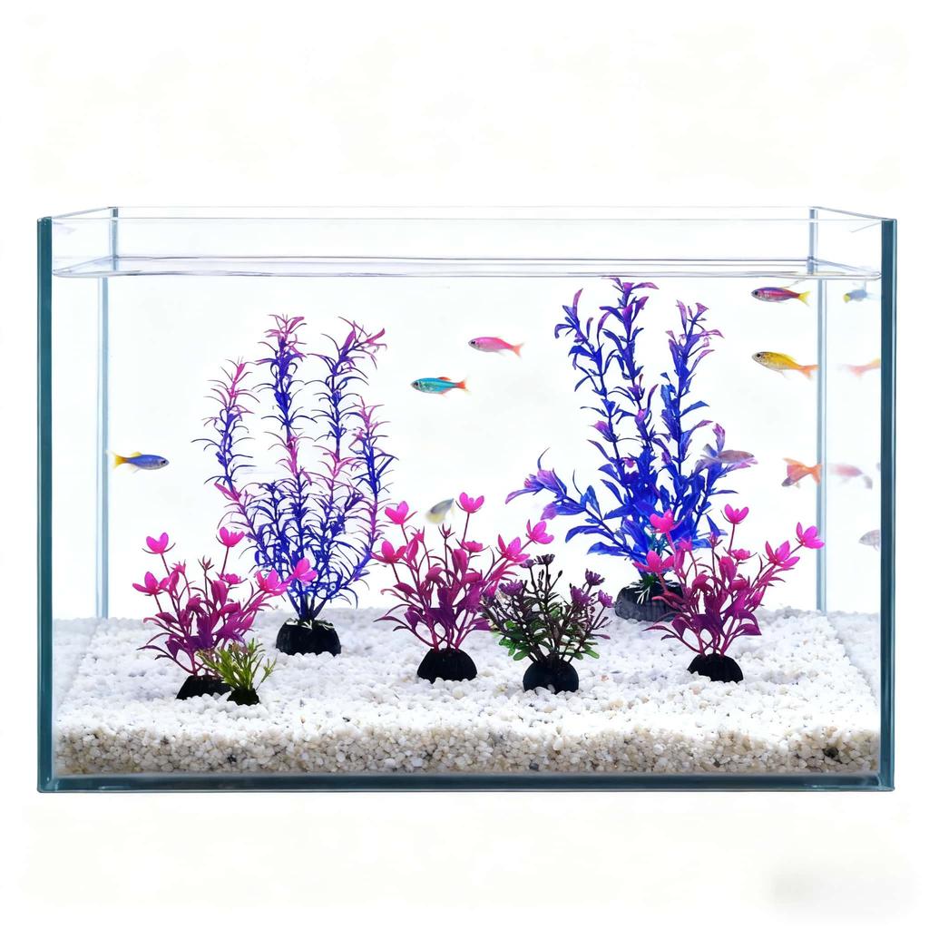 2/8PCS Artificial Plants Set - Durable PE Material Aquarium Plants , Perfect for Home & Office Fish Tanks