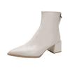 Short Boots Women's Thin High Heels New Women's Boots Medium Tube Pointed Fashion Boots Thick Heel Single Boots