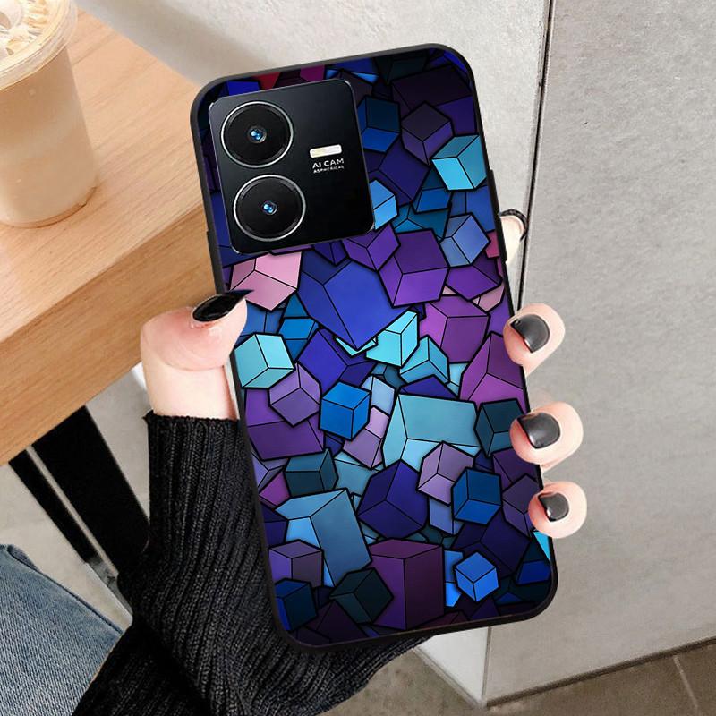 For Vivo Y22 4G Case Wolf Cat Soft Silicone Shockproof Phone Cover For Vivo V2207 V2206 Y22s Y 22 Y 22S Cases 2022 Black Bumper