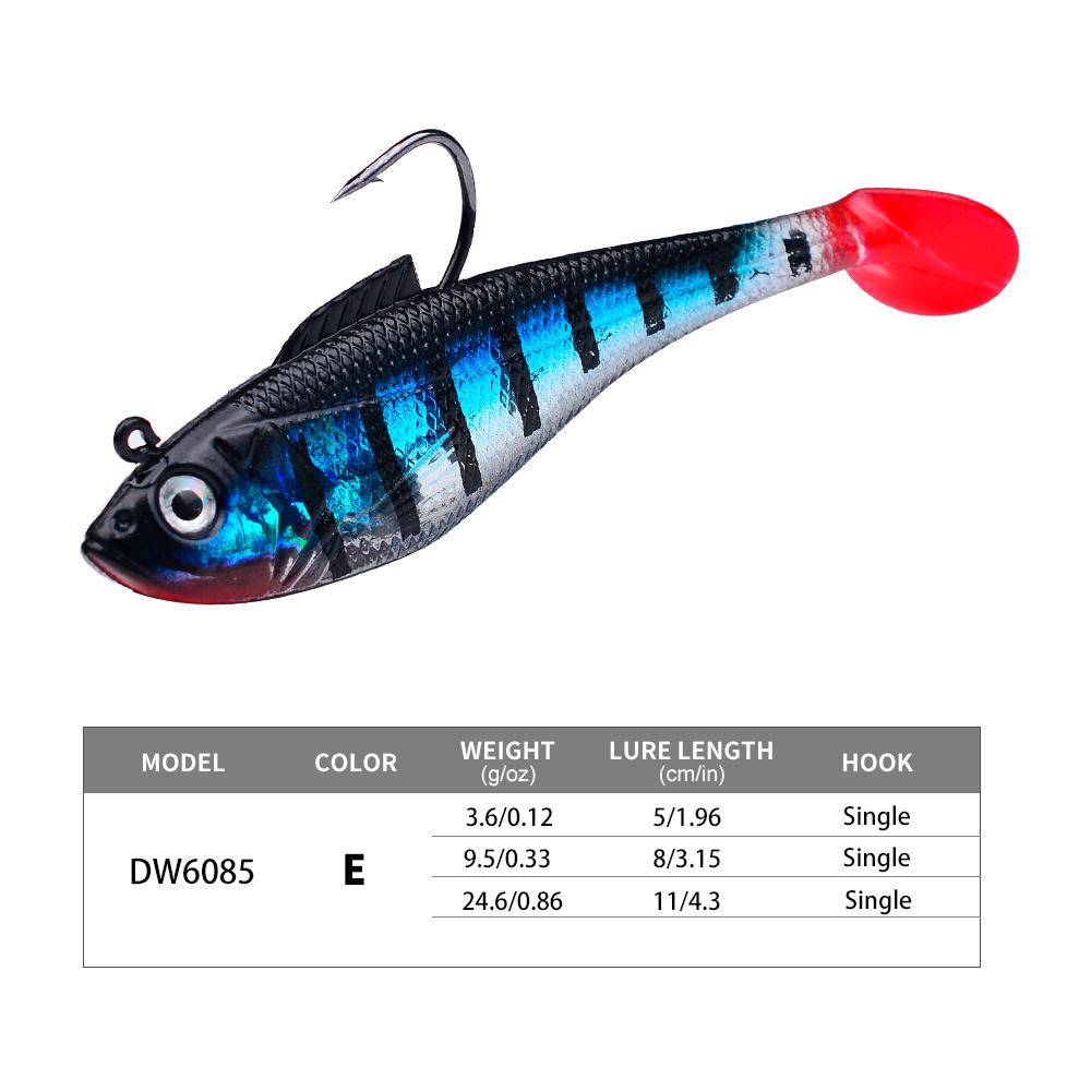 

T-Tail Soft Plastic Fishing Lure - Long Cast Artificial Bait for Freshwater and Sea Fishing 5cm 3.6g