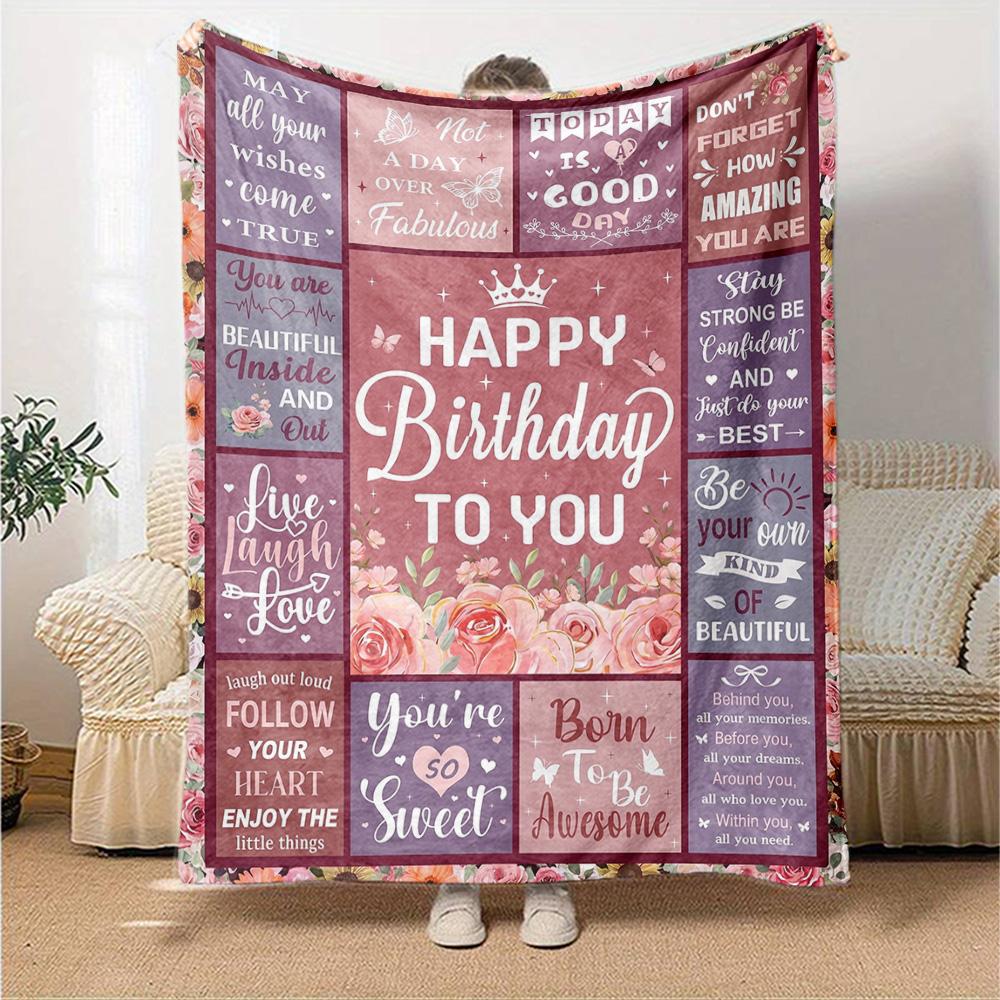 Birthday Quotes Collage Multi-purpose Blanket Durable Comfort Throw Bed Picnics All-Season Use Best Holiday Gift for Friends, Family Y30