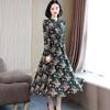 Women's Floral Chiffon Dress: Plus Size, Long Sleeve, Slimming Waist, Spring & Autumn Style