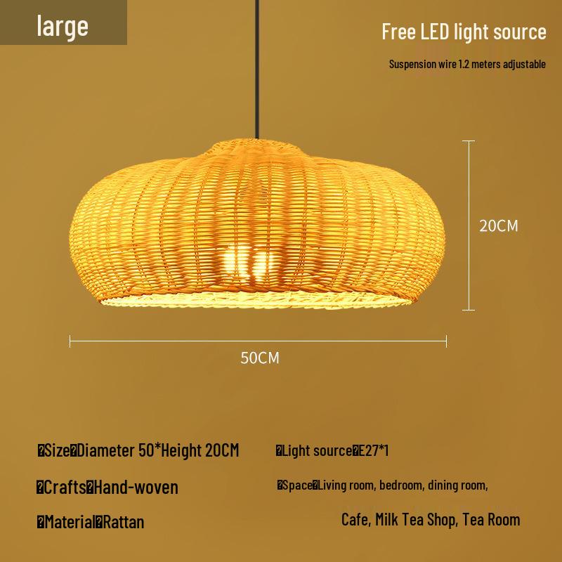 Zen Bamboo Pendant Lamp: Rattan Woven Japanese Tea Room Light