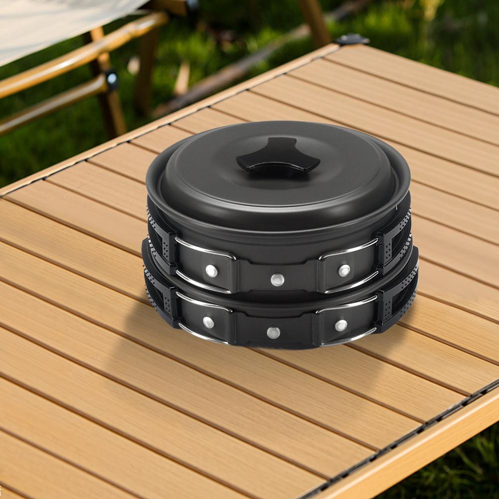 Camping Cookware Set 1-2 Person Outdoor Pot Tableware Kit Travel Cutlery Utensils for Camping Backpacking Outdoor Cooking Picnic