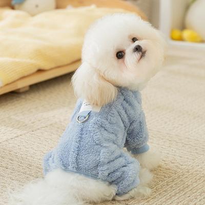Autumn and Winter Warm Dog Clothing Simple Teddy Bear Small Dog Four-legged Clothing Can Be Towed Fleece Pet Clothes