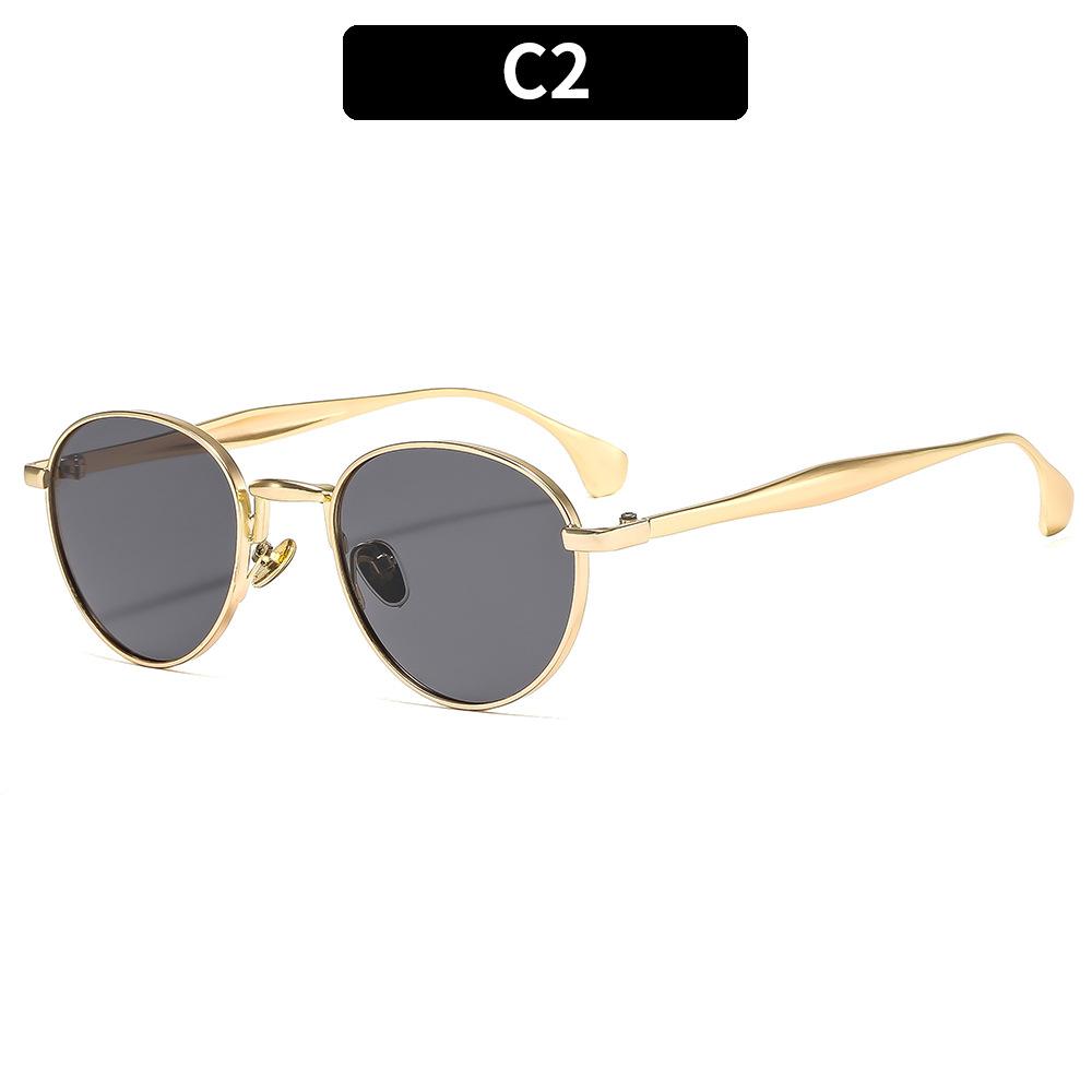 Women's sunglasses, men's and women's retro sunglasses, metal round frame sunglasses.