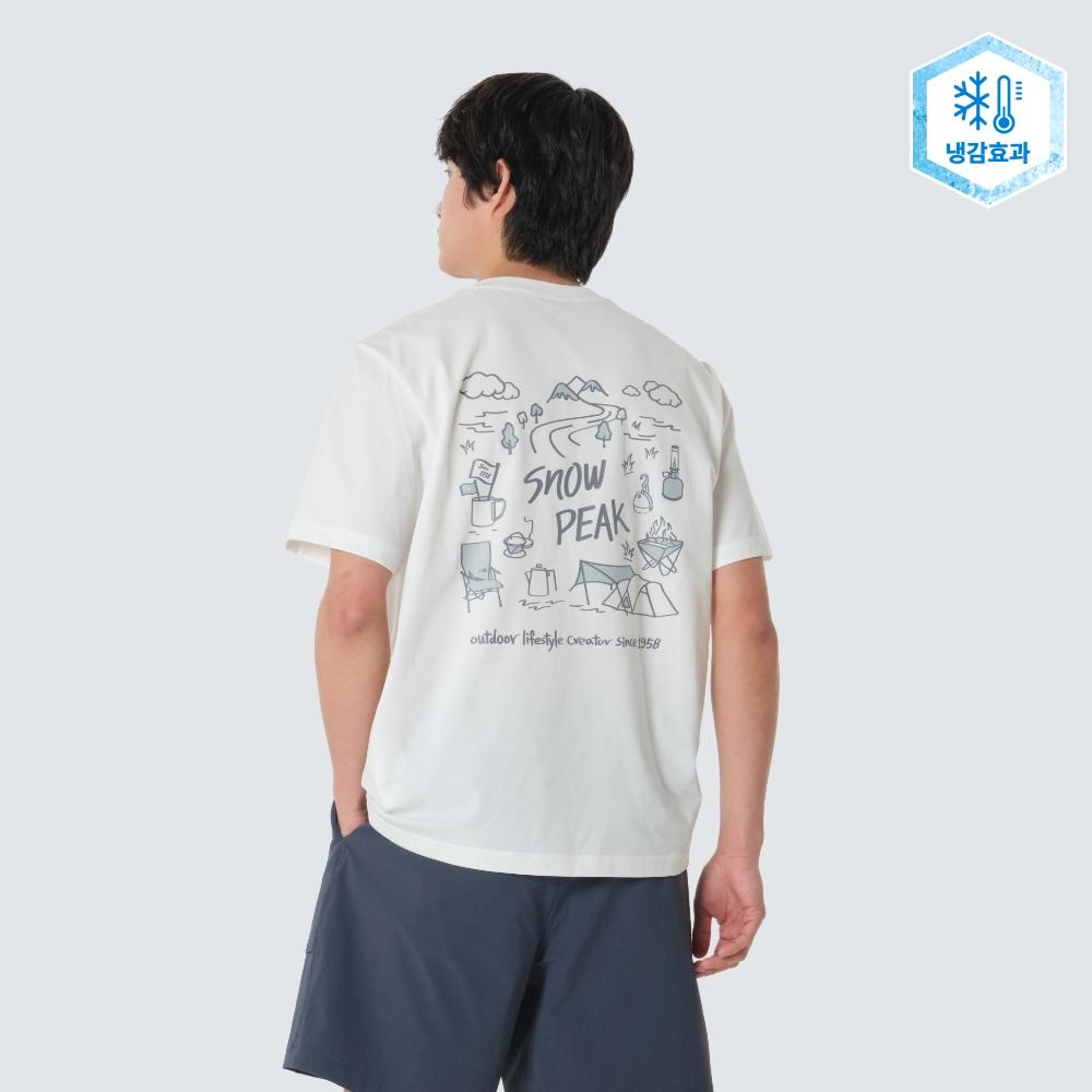 [Snowpeak] Regen Quick-Dry Camping Graphic Half-Sleeve T-shirt Off White (S26MUTTS54)