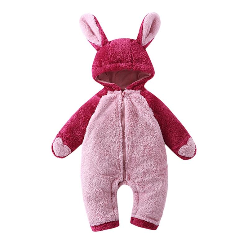 Toddler Baby Hooded Romper Plush Cartoon Animal Style Jumpsuit