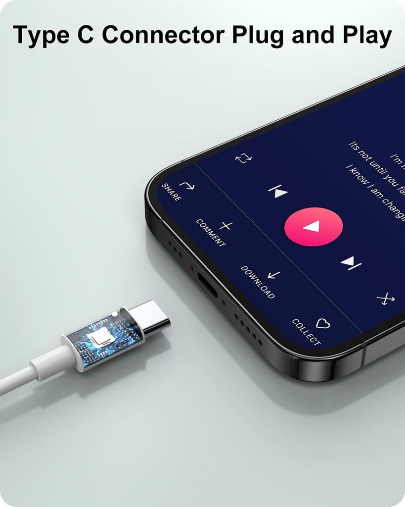 Compatible with iPhone Wired HiFi Clear Earphone Comfortable No Deep Remote Compatible with Type-C Earphones, 15/16, Earbuds, Calls, Microphone, Fit,