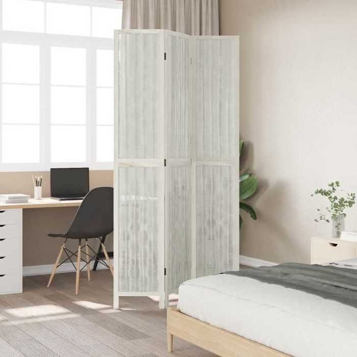 VidaXL Cloison de Séparation 3 Panneaux, Séparateur de Pièce, Écran d'Intimité, Paravent Chambre Salon, Blanc Bois de 358672