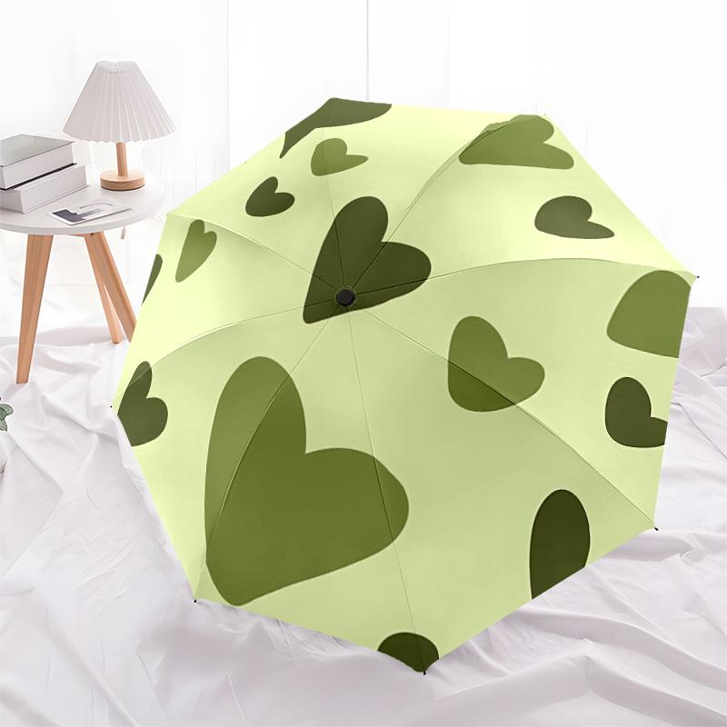 1pc Heart Circle Automatic Open/close Folding Compact Umbrella, 8 Rib Sturdy Canopy, Lightweight Portable, Everyday Use, Gift,,112