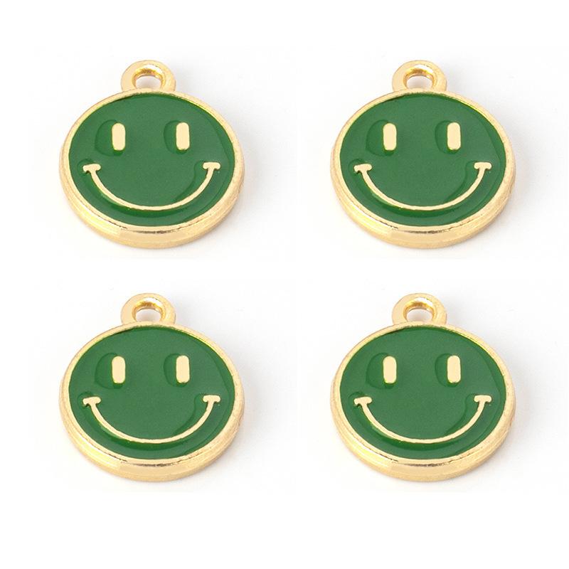 Round Alloy Oil Drip Mini Pendant Vibrant Smiley Face Charm Handcraft Ornament Fashion Bracelet Necklace Earring Making Raw