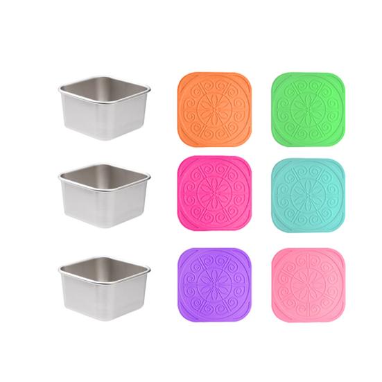 Stainless Steel Sauce Cup with Silicone Lid  Leak-Proof Square Snack Container for Kids BPA-Free Stackable Lunch Box for School Picnic