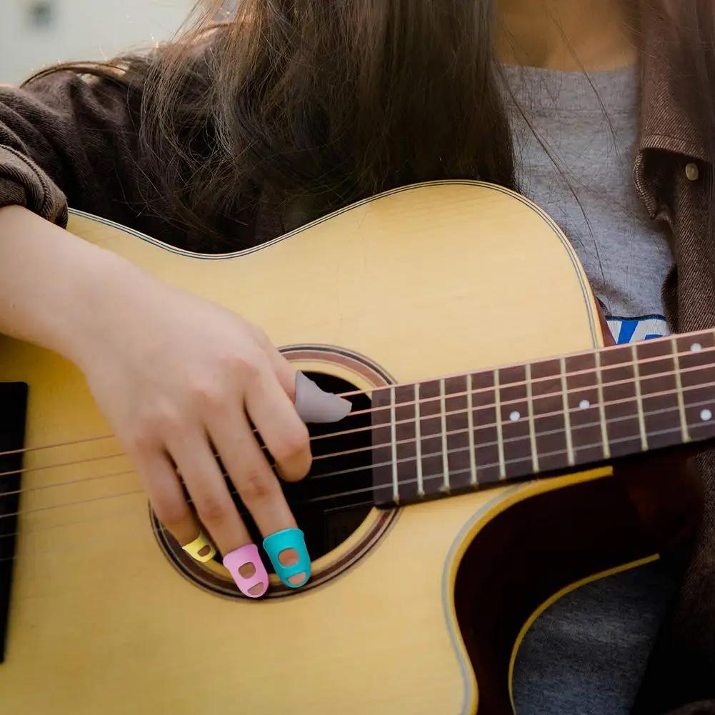 10PCS Colorful Silicone Guitar Fingertip Protection Nonslip Fingerstall for Beginner Playing Electric Guitar Bass Ukulele Kalimb