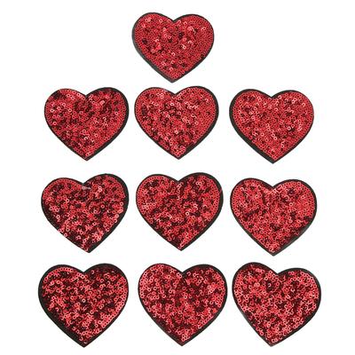 10 PEZZI Toppa Cuore Rosso Fai da te Cucito Cotone Termoadesiva Toppa Applicazione Ricamata per Cucire Abiti da Sposa Regali Borse