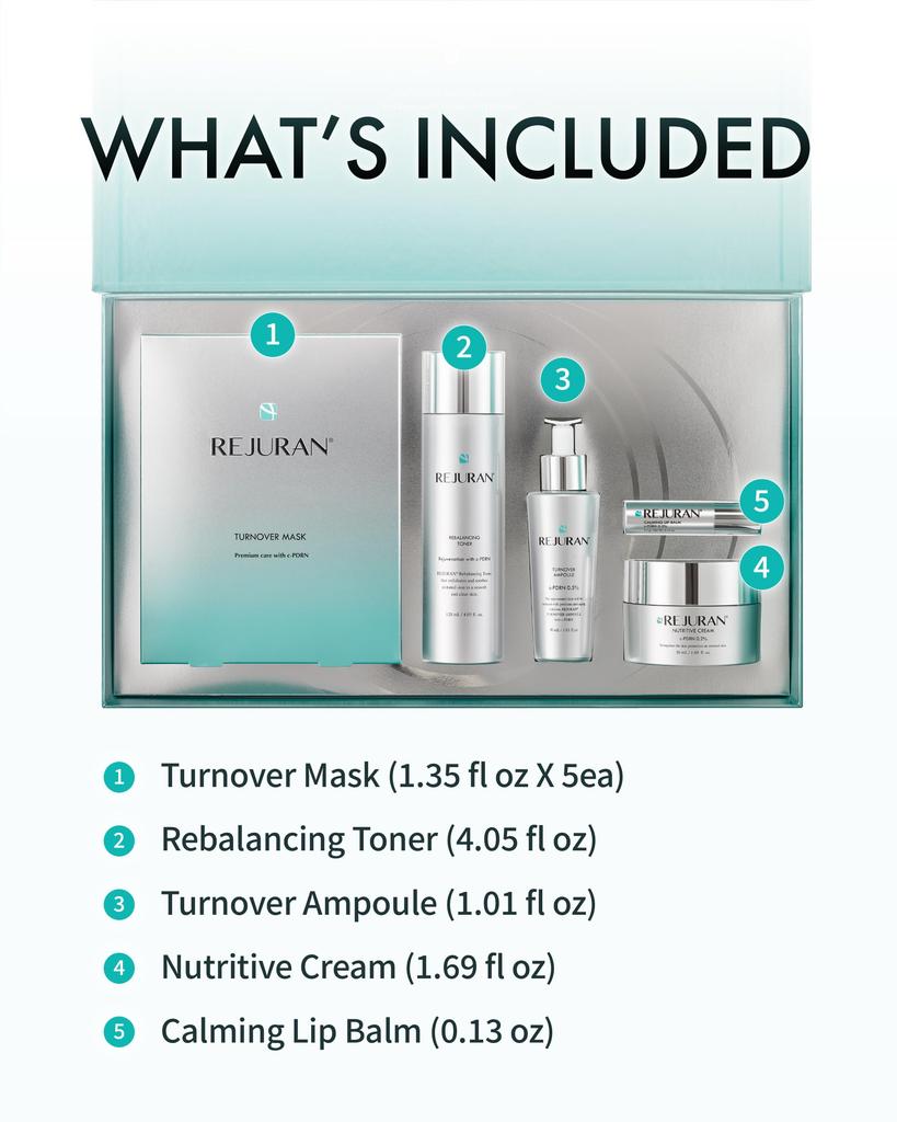 REJURAN Skincare Coffret Perfektní jako Obsahuje pro zářivý korejský kosmetický set [Oficiální] [Perfektní dárek] Set. dárek. c-PDRN pevný, kůže. 5-dílný