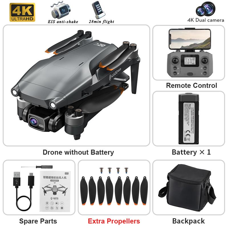 L600 PRO MAX GPS Drone Professional 4K HD ESC Camera 5G FPV WiFi With 3-Axis Gimbal Flight 25 Minutes Brushless RC Quadcopter