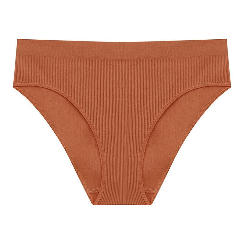

Женское бесшовное дышащее хлопковое нижнее белье со средней посадкой и обхватом бедер - Тонкие спортивные трусы большого размера M оранжевый