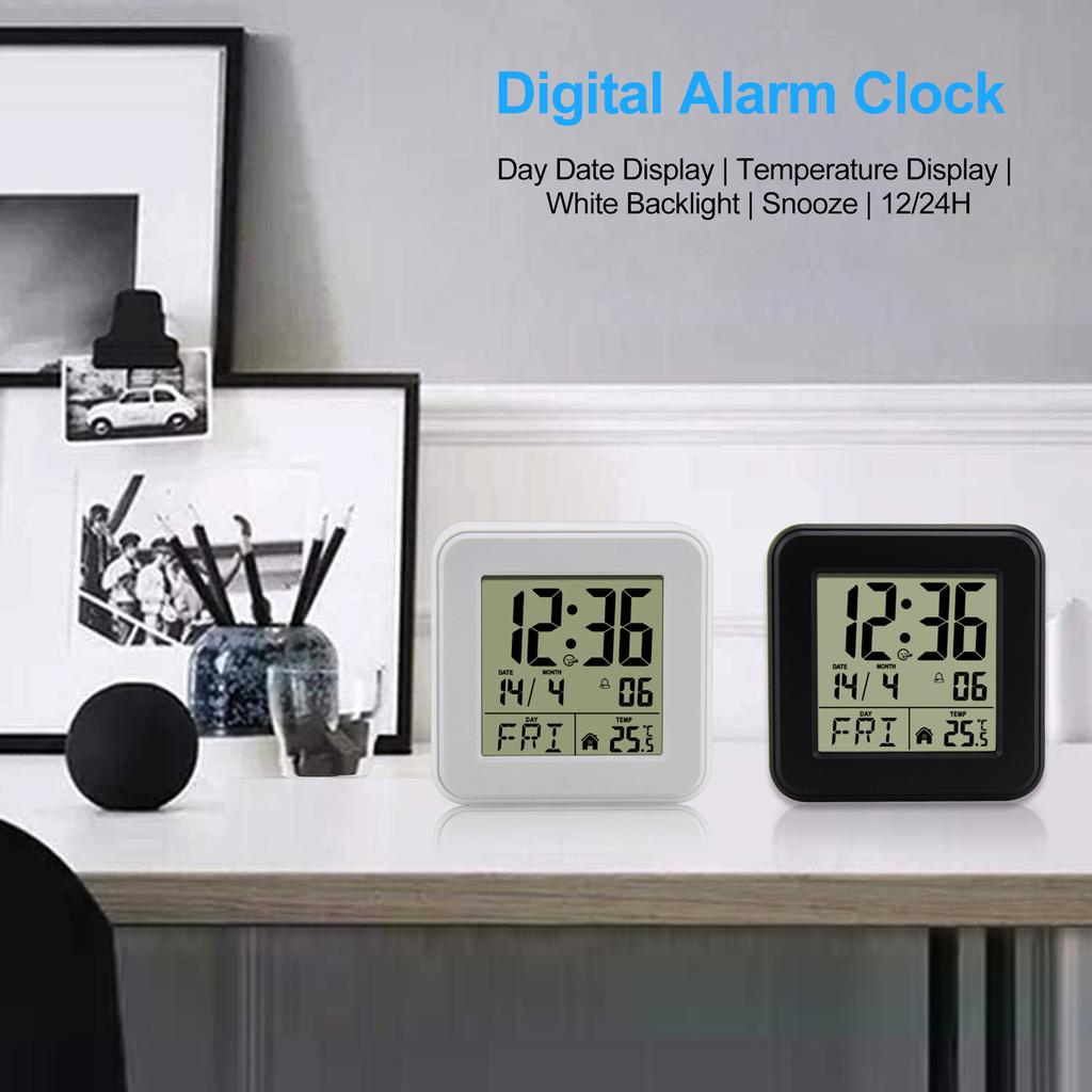 Digital Alarm Clock, Large Screen Desk Clock, Bedside Clock with Temperature, Portable Clock with