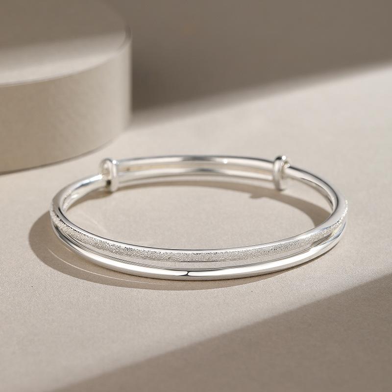 S999 Full Silver Shining Bracelet Women's Sterling Silver Fashionable Style Push-pull Bracelet Bracelet with Adjustable Bracelet