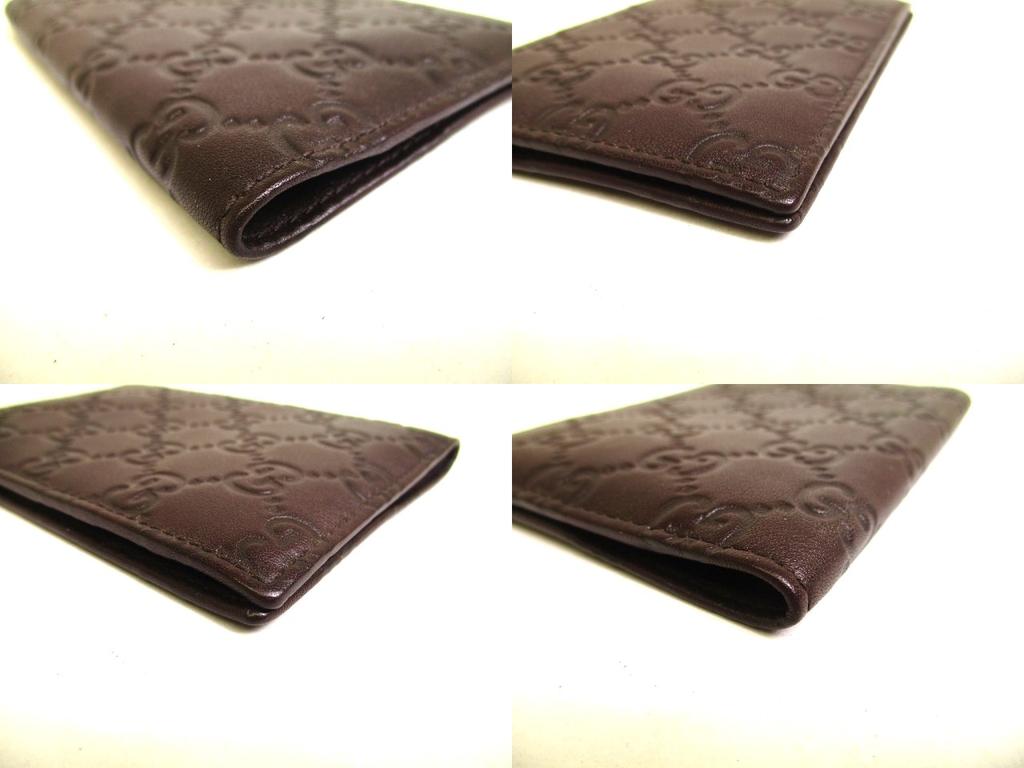 Authentic GUCCI Guccishima GG Leather Dark Brown Passport Holders #a214  Refurbished