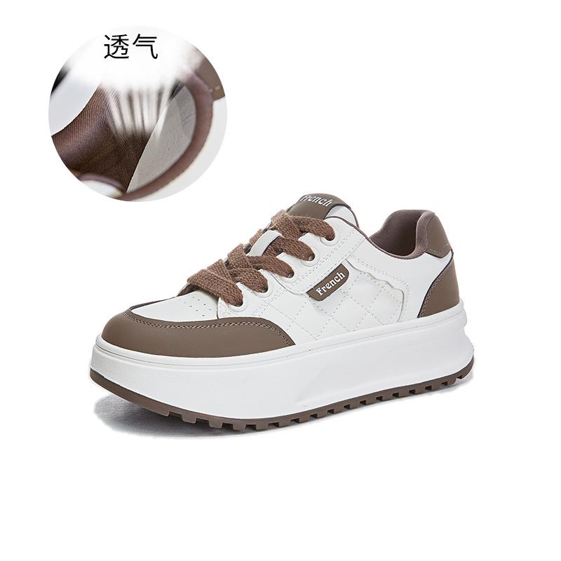 Little white shoes women's 2025 spring new flat-bottomed velvet board shoes women's casual versatile thick-soled rhombus women's shoes trend