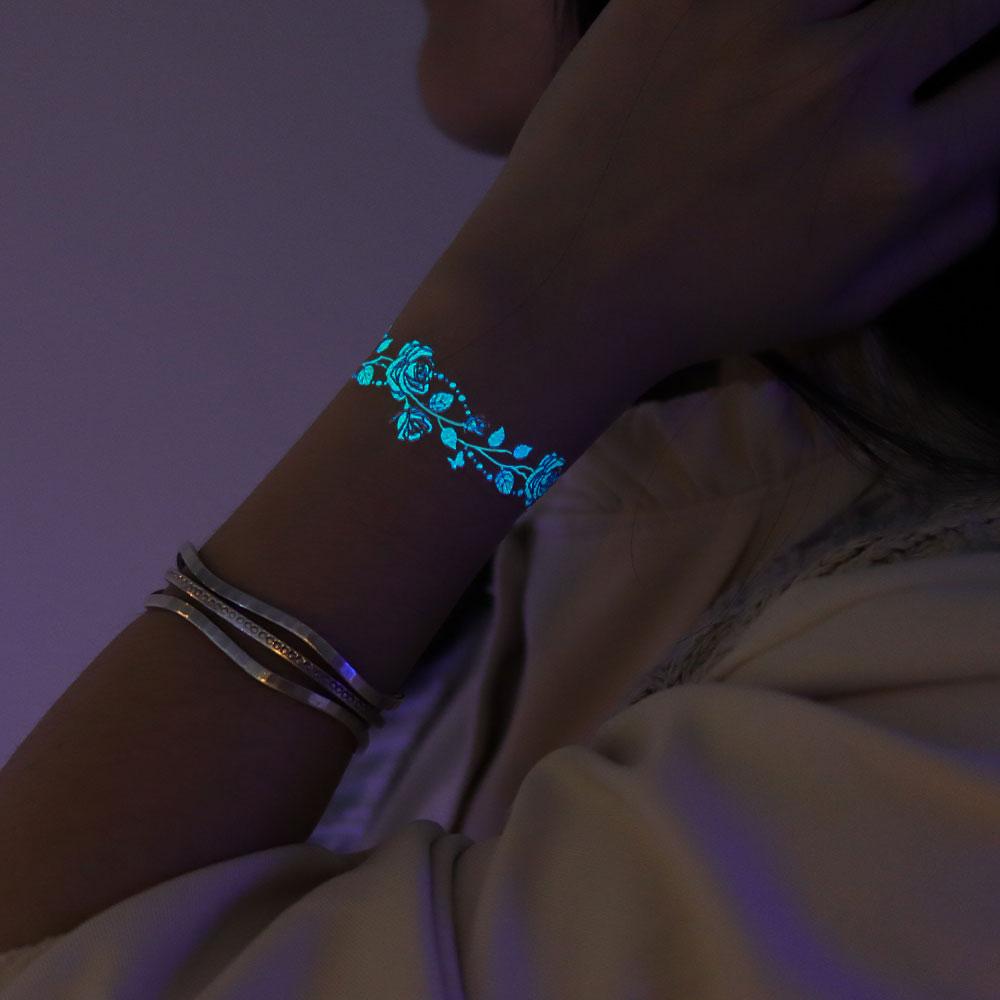 1 Sheet White Henna Tattoo Luminous Blue Face Temp Tattoo